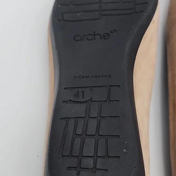 ARCHE Onyri ballerinas -  Tan Nubuck Ballet Flat/Low Wedge Heel, Size 41 - Picture 5 of 7